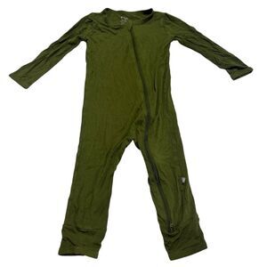 Kyte Baby Bamboo Olive Green Zip Up Long Bodysuit Onesie